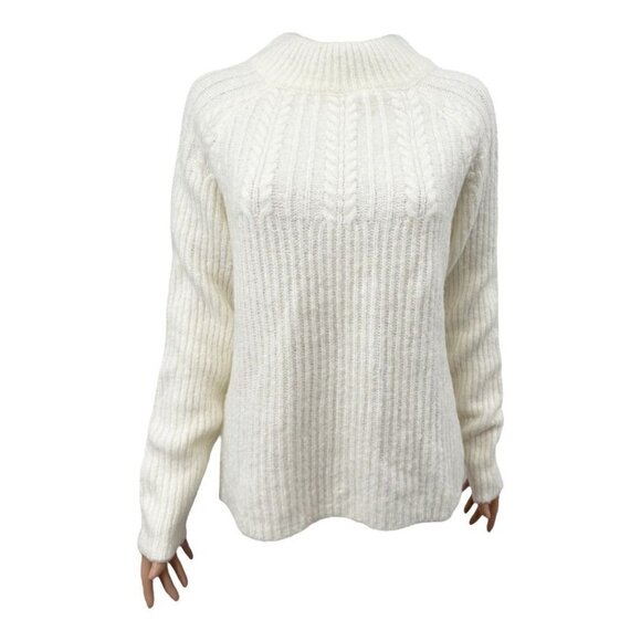 FRNCH Paris Back Bow Cable Knit Turtleneck Sweater NWT - Picture 2 of 9
